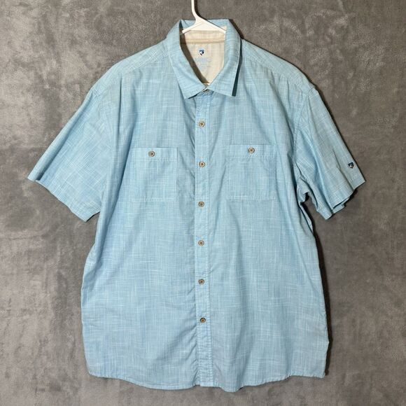 Kuhl Shirt Mens XL Blue Karib Short Sleeve Performance Lightweight Hiking - Picture 2 of 10